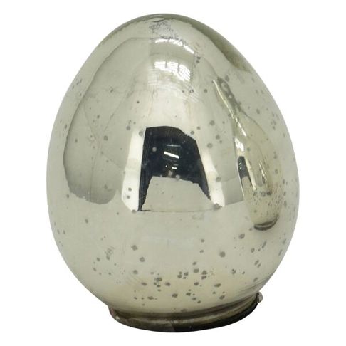 Silbernes Vitreous Osterei aus Glas - 13x13x15 cm