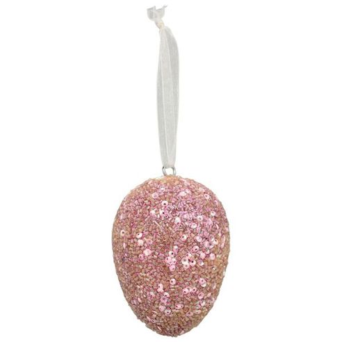Osterdeko-Anhänger - Pinker EiHänger aus Holz und Glas - 6,5 x 6,5 x 10 cm