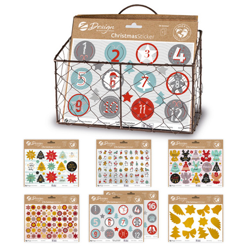 Weihnachtssticker Set - 60 Stück - 220 x 188 mm - Ideal für Displays