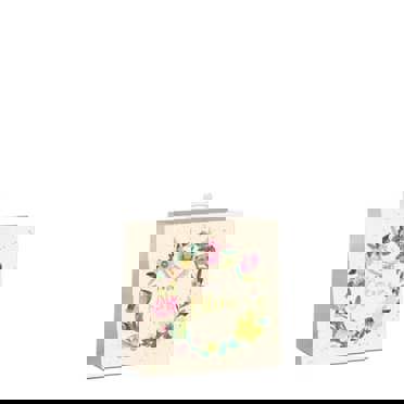 Ostertragetasche aus Zuckerrohr mit Blumenkranz - 15x15x6cm