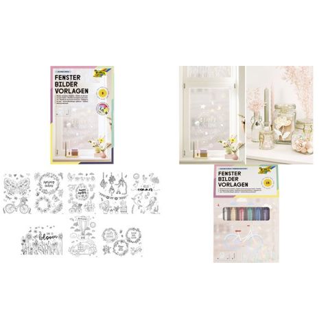 Fensterbilder-Vorlagen "BLOOM & GROW" - Inkl. Kreide