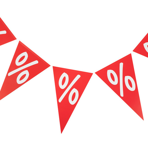 Wimpelkette „Prozentzeichen“ – Girlande und Aktionsdekoration Wimpelkette „Prozentzeichen“ – Girlande und Aktionsdekoration