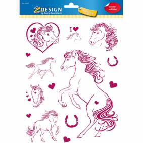 Buntes Fensterbild Pferd - 14 Etiketten auf 1 Bogen