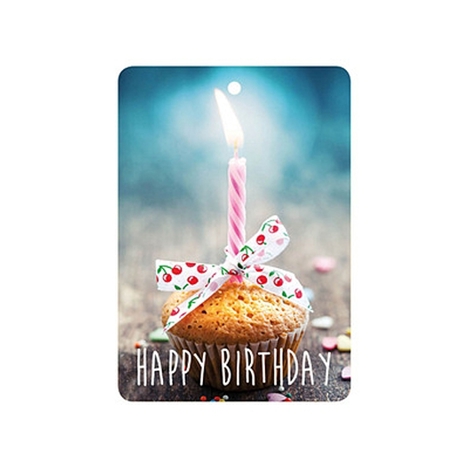 Bunte Happy Birthday Geschenkanhänger mit Kerze - 10 Stück