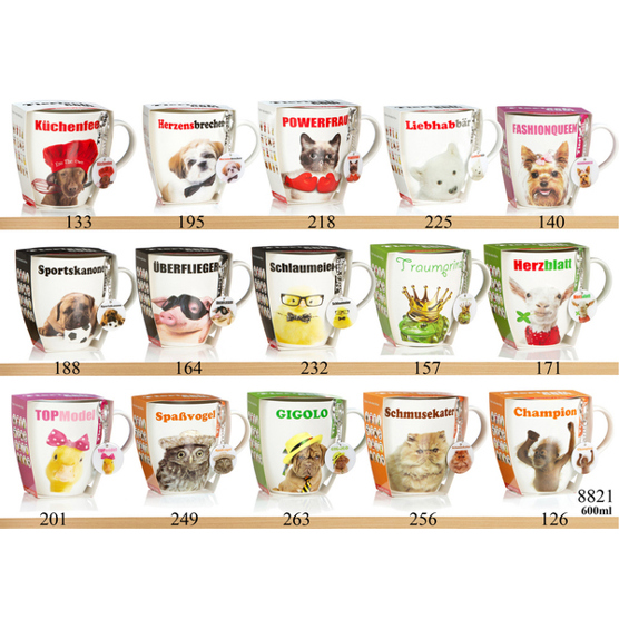 Geschenk-Set Jumbotasse mit Tier-Anhänger | Lustige Jumbotasse für Tiere-Liebhaber