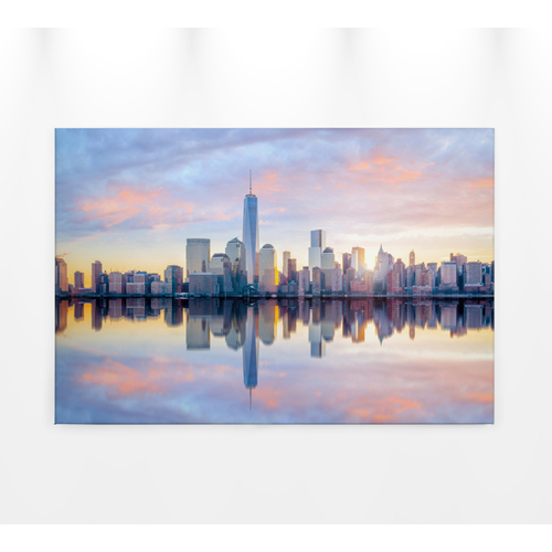 Leinwandbild Skyline New York - Blaue und Graue Skyline 90 cm x 60 cm | Wandbild