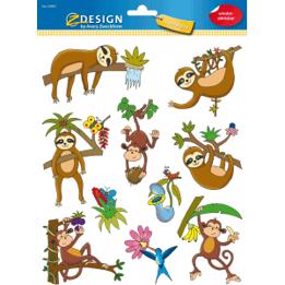 Buntes Fensterbild "Dschungeltiere" - 10 Etiketten auf 1 Bogen