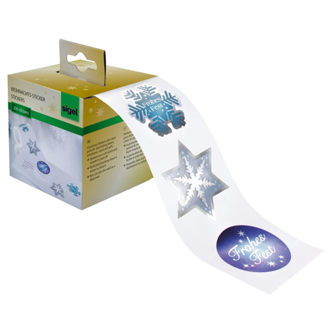 Sigel CS118 Silberne Dekorative Aufkleber - Weihnachtsetiketten