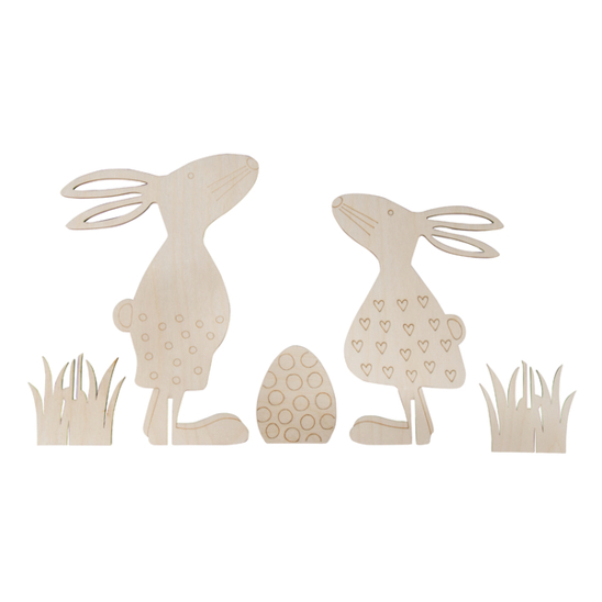 Osterfreunde Holzmotiv mit Ei - 5-teilig - ca. 19,5 x 27,5 cm - Natur