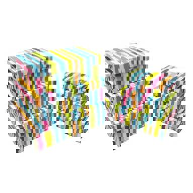 Bunter Geschenkkarton mit Streifen - 6-teilig, Flach - PBS 55470