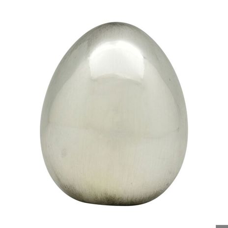 Silbernes Osterei aus Dolomit - 9,5x9,5x12,5 cm