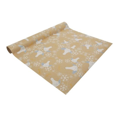 SIGEL Geschenkpapier Weihnachtsdesign - Polar Bear mit Shooting Star | Beige, Weiß & Gelb | 5 m x 500 mm