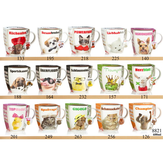 Jumbotasse Geschenk-Set mit Anhänger - Tier- & Märchenprinz-Design