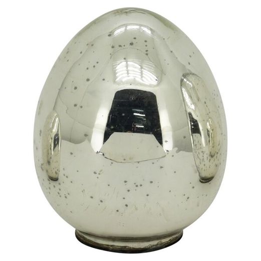 Osterei glänzend aus Glas - Silber - 17x17x20 cm Osterei glänzend aus Glas - Silber - 17x17x20 cm