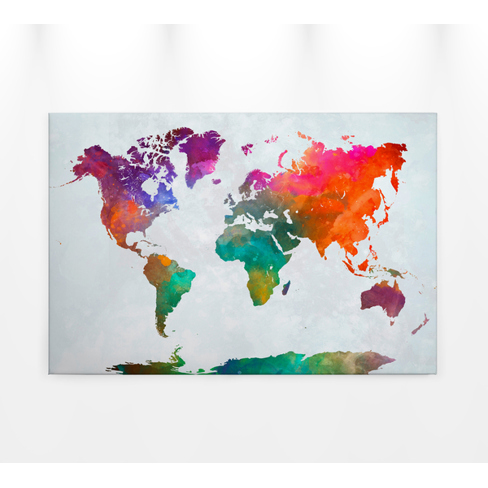Buntes Leinwandbild GlobalMap - Weltkarte auf Keilrahmen (Rot, 90x60 cm) | 120335 Buntes Leinwandbild GlobalMap - Weltkarte auf Keilrahmen (Rot, 90x60 cm) | 120335