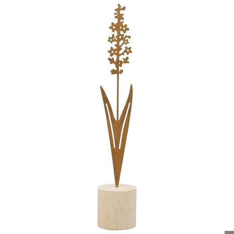 Dekoblume aus Metall und Holz | 5,8 x 5,8 x 34 cm