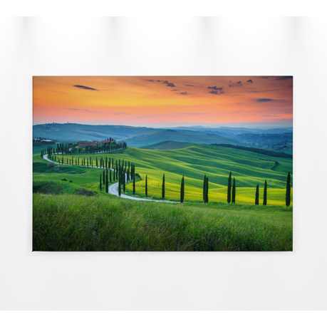 Leinwandbild Tuscany1 - Toskana Grün & Orange - 90x60cm - Wandbild