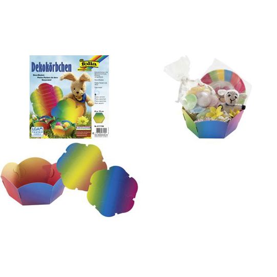 Regenbogenkarton Dekokorb für Ostern - Durchmesser 150 mm