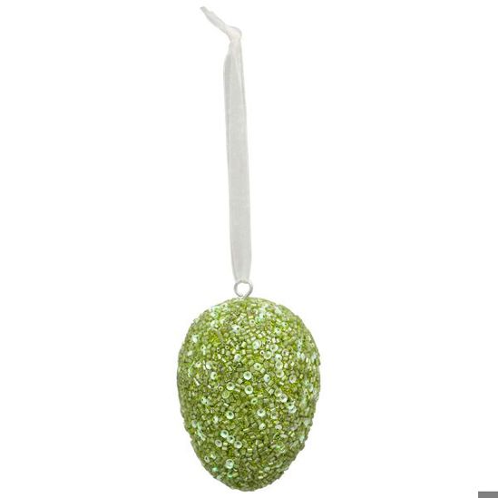 Osterdeko-Anhänger - Grüner EiHänger aus Holz und Glas, 6,5x6,5x10 cm Osterdeko-Anhänger - Grüner EiHänger aus Holz und Glas, 6,5x6,5x10 cm